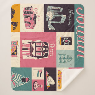 Jordan Culture Retro Geïllustreerde Symbolen Sherpa Deken