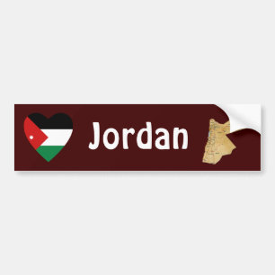 Jordan Flag Heart + Carte Bumper Sticker