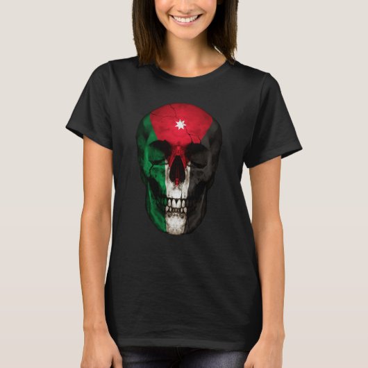 Jordan Flag Skull Jordanian Roots Proud Patriotic T-shirt (Voorkant)