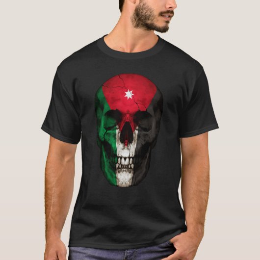 Jordan Flag Skull Jordanian Roots Proud Patriotic T-shirt (Voorkant)
