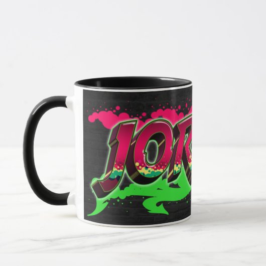 Jordan prénom Graffiti red Tasse verte (Gauche)