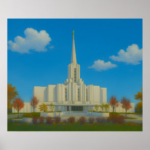 Jordan River Utah Tempel Schildering™ LDS Kunst Po Poster