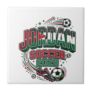 Jordan Voetbal 2026 Voetbal Vet Land Typografie  Tegeltje