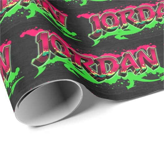 Jordan Vorname Name Graffiti red green Cadeaupapier (Rol Hoek)