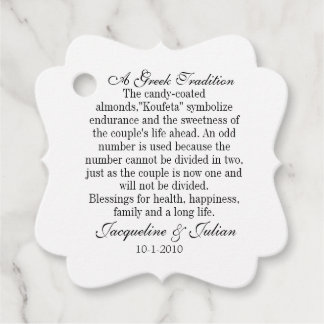 Jordanamandel Favor Labels, Griekse tradities gift Bedankjes Labels