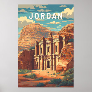 Jordanië Illustratie Reis Kunst Vintage Poster
