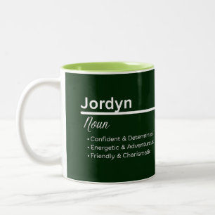 Jordyn Gepersonaliseerde naam koffiemok Tweekleurige Koffiemok