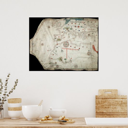 Jorge Aguiar Map - 1492 Poster (Keuken)