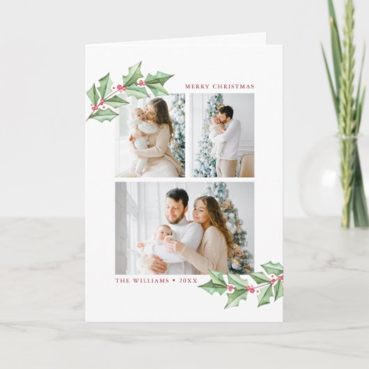 Jory Christmas Holly Photos Holiday Card (Devant)
