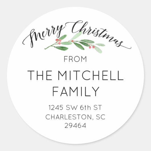 Jory Christmas Holly Retourner l'adresse Sticker (Devant)