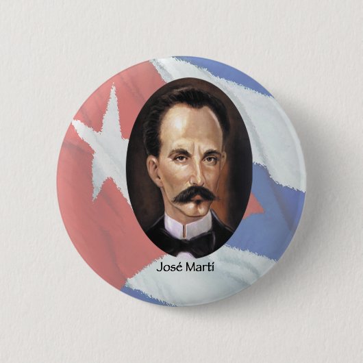 Jose Marti over de Cubaanse vlag Ronde Button 5,7 Cm (Voorkant)