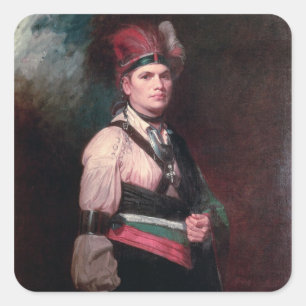 Joseph Brant, chef Mohawks, 1742-1807 Vierkante Sticker
