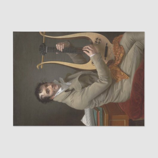 Joseph-Dominque Fabry speelt een lyre gitaar Tissuepapier (Voorkant)