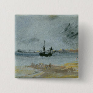 Joseph Mallord William Turner Schip Aground, Bri Vierkante Button 5,1 Cm