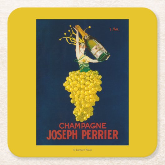 Joseph Perrier Champagne Promotional Poster Vierkante Kartonnen Onderzetter (Voorkant)