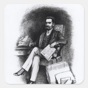 Joseph Pulitzer uit 'The Curio', 1887 Vierkante Sticker