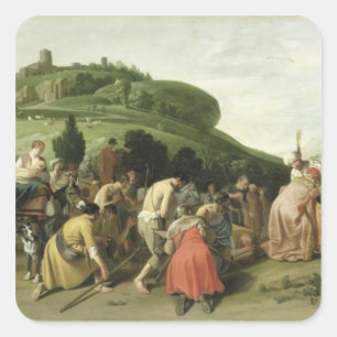 Joseph Receives zijn vader in Egypte, 1628 Vierkante Sticker