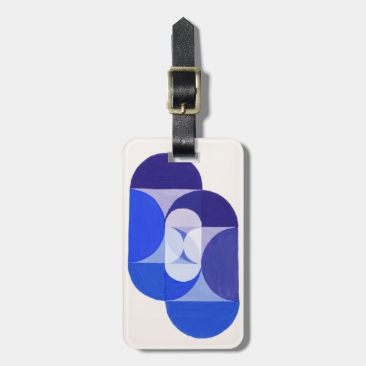 Joseph Schillinger Key Blue. Abstracte geometrie Bagagelabel (Voorkant verticaal)