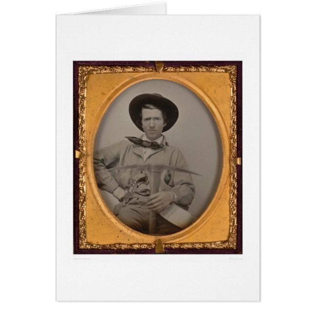 Joseph Sharp, met een pluizenbijl, pan en pistool  (Voorkant)