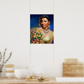 Josephine Baker Floral Art Poster (Keuken)