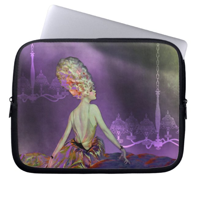 JOSETTE, 1920S FRANS MODEL: LOVELY SPRING IRIS LAPTOP SLEEVE (Voorkant)