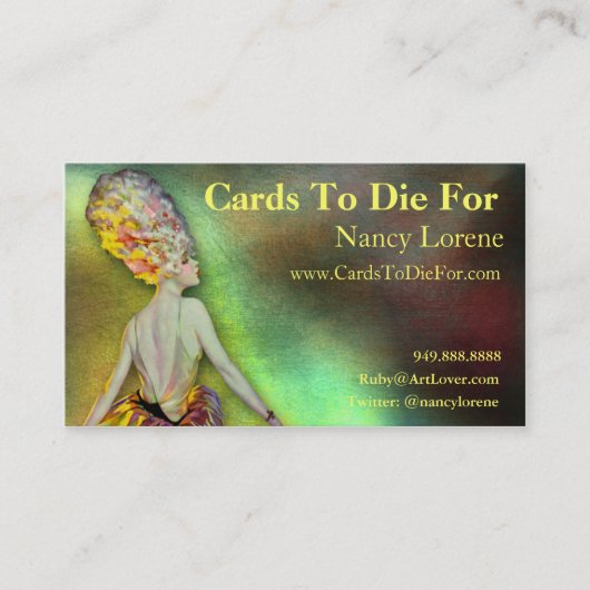 Josette en jaune - cartes de visite (Devant)