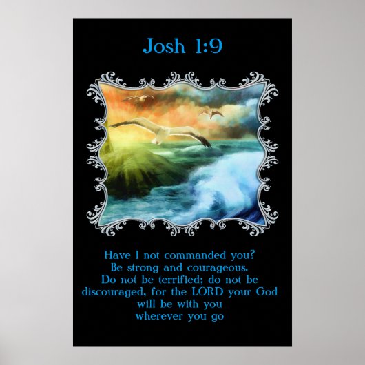 Josh 1:9 met zeemijlen die over het open zee vlieg poster (Voorkant)