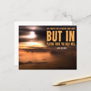 Josh Billings Inspirerend quote "Speel goed" Briefkaart