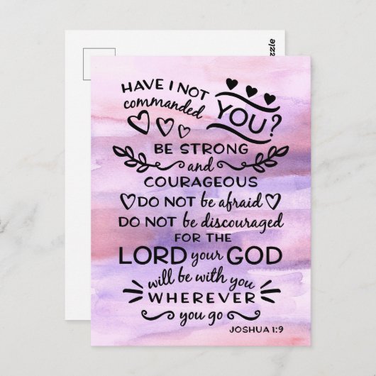Joshua 1 9 be Sterke Bijbelscriptversie Briefkaart (Voorkant / Achterkant)