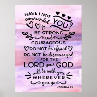 Joshua 1 9 be Sterke Bijbelscriptversie Poster