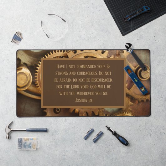 Joshua 1:9 Desk Mat Bible Verse Gears (Werkstation)