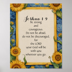 Joshua 1:9 NIV Bijbelvers Kunst Poster