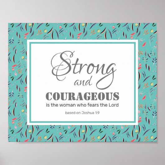 Joshua 1:9 | STERK EN KRACHTIG Inspirerend Poster (Voorkant)