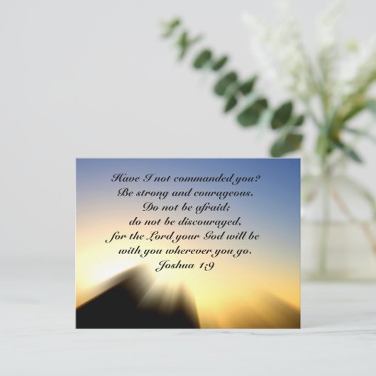 Joshua 1:9 Wees sterk en moedig, Bijbel Briefkaart (Staand voorkant)