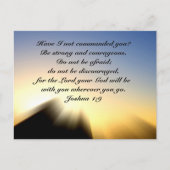 Joshua 1:9 Wees sterk en moedig, Bijbel Briefkaart (Voorkant)