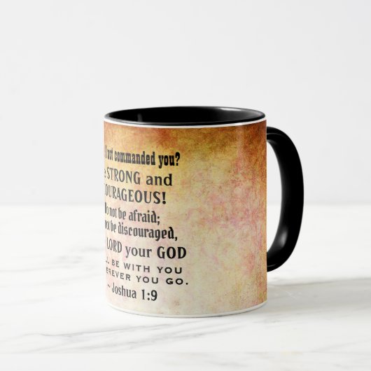 Joshua 1:9 Wees sterk en moedig, bijbelse versie Mok (Voorkant rechts)