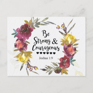 Joshua 1:9 Wees sterk en moedig Floral Wreate  Briefkaart