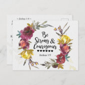 Joshua 1:9 Wees sterk en moedig Floral Wreate  Briefkaart (Voorkant / Achterkant)