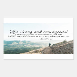 Joshua 1:9 Wees sterk en moedige Bijbelse Verse Rechthoekige Sticker