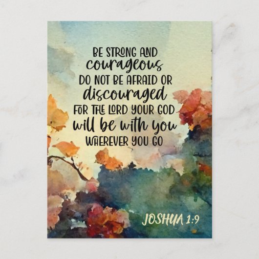 Joshua 1:9 Wees sterk en moedige Waterverf Briefkaart (Voorkant)