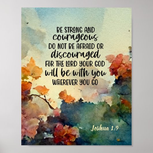 Joshua 1:9 Wees sterk en moedige Waterverf Poster (Voorkant)