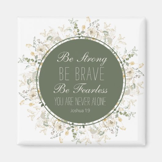 Joshua 1:9 Wees sterk groen, onkruid Magneet (Voorkant)