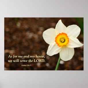 Joshua 24:15 Bijbelverse Daffodil Poster