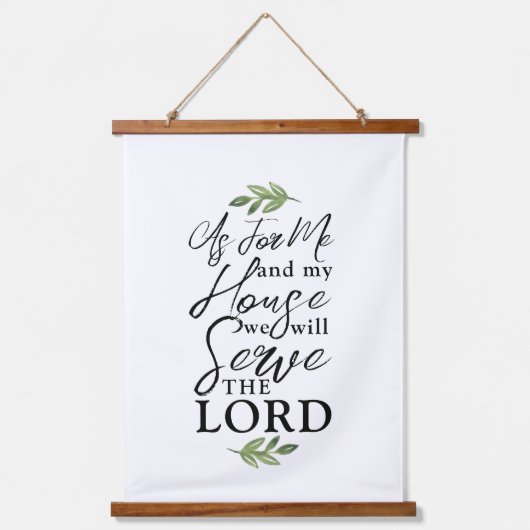 Joshua 24:15 Manuscript Doopvont met Leaf Greenery Hangend Wandkleed (Voorkant)