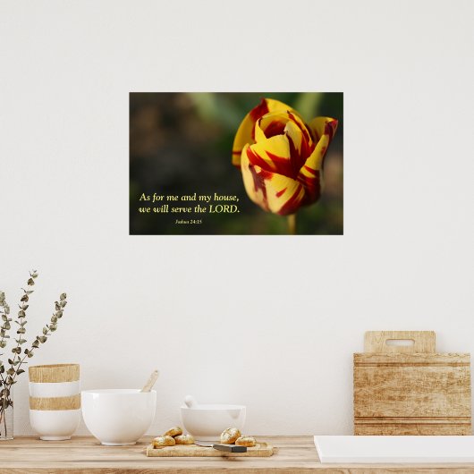 Joshua 24:15 Rood en Geel Tulp Poster (Keuken)