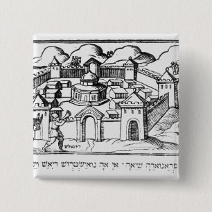 Joshua aan de zalen van Jericho Vierkante Button 5,1 Cm