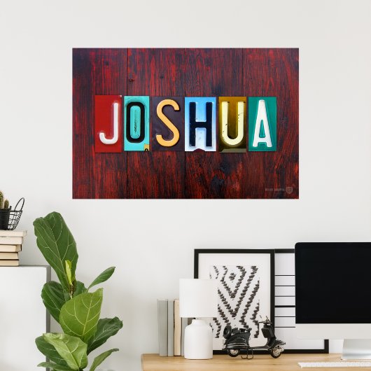JOSHUA License Bord Letter Art Name Sign Poster (Thuiskantoor)