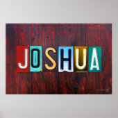 JOSHUA License Bord Letter Art Name Sign Poster (Voorkant)