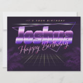 Joshua Nom Prénom lila retro Carte Anniversaire (Devant)