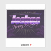 Joshua Nom Prénom lila retro Sticker (Feuille)